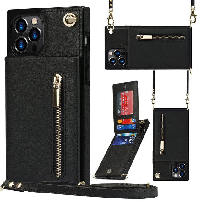 Leather Phone Case with Crossbody Strap