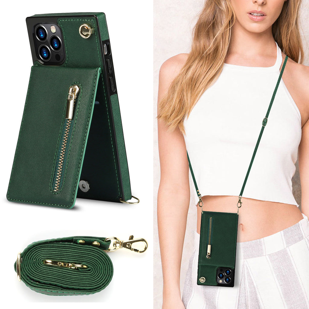 Leather phone case with crossbody strap, image 3