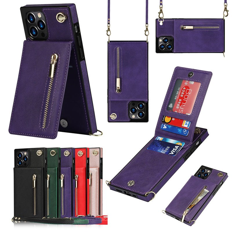 Leather phone case with crossbody strap, image 5