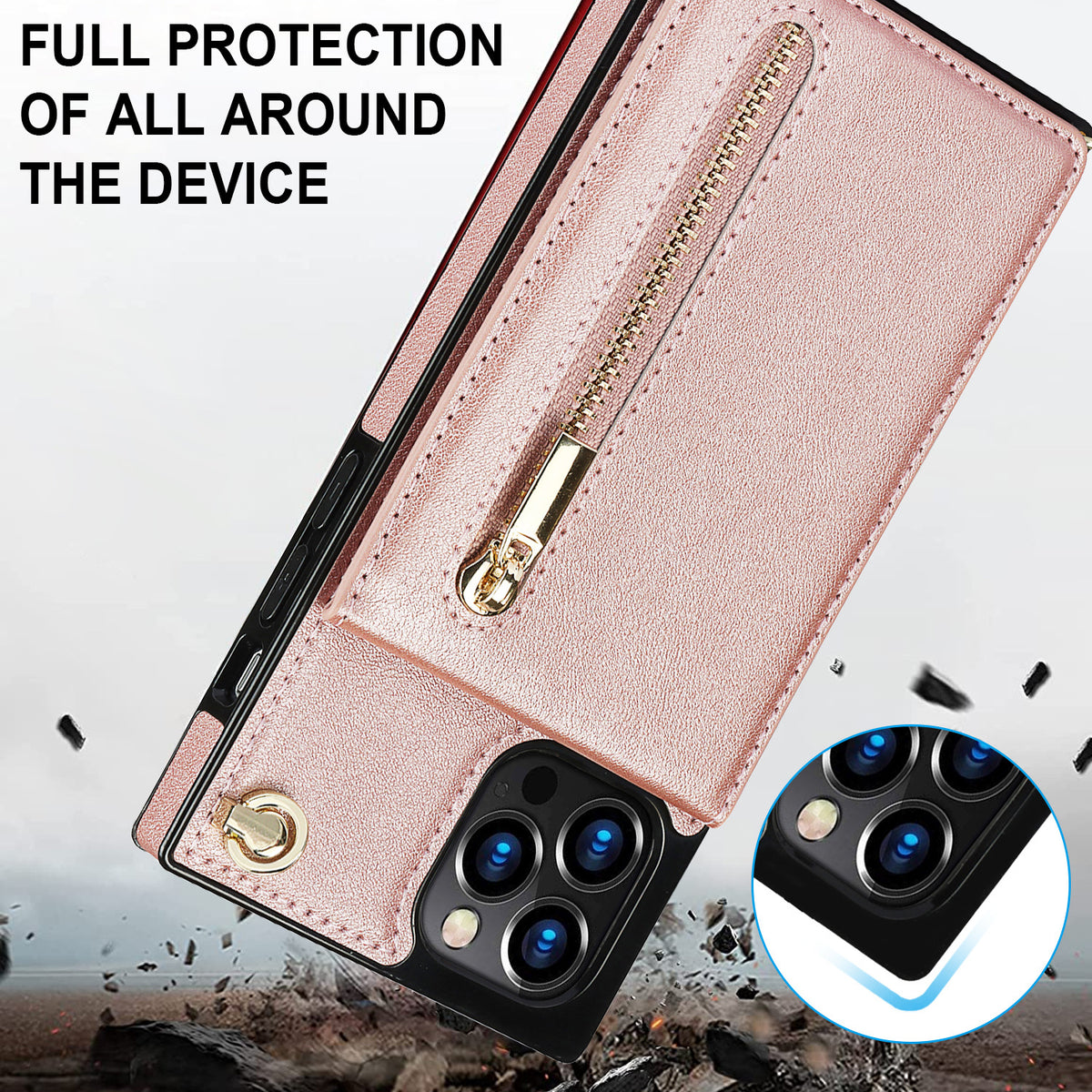 Leather phone case with crossbody strap, image 7