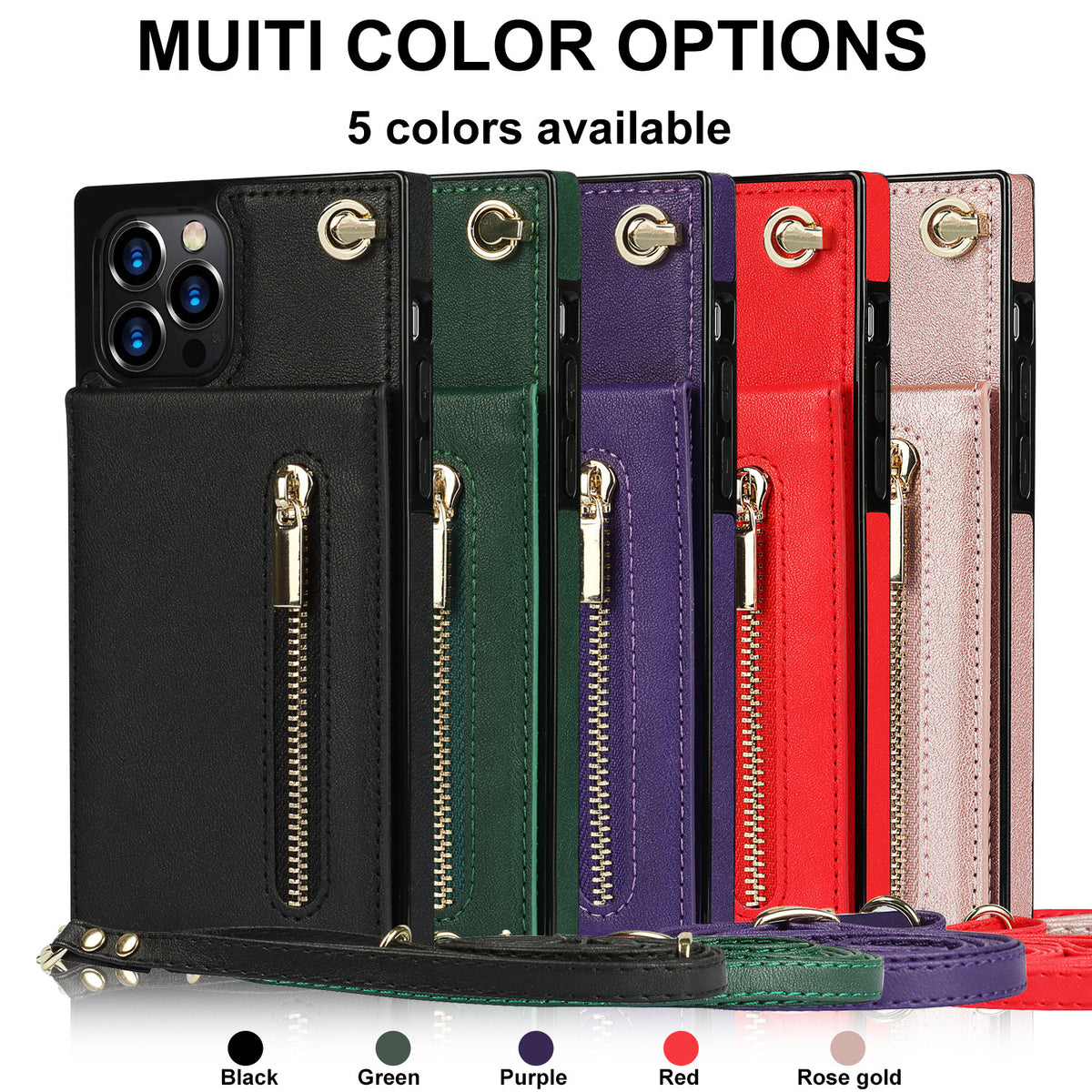Leather phone case with crossbody strap, image 8