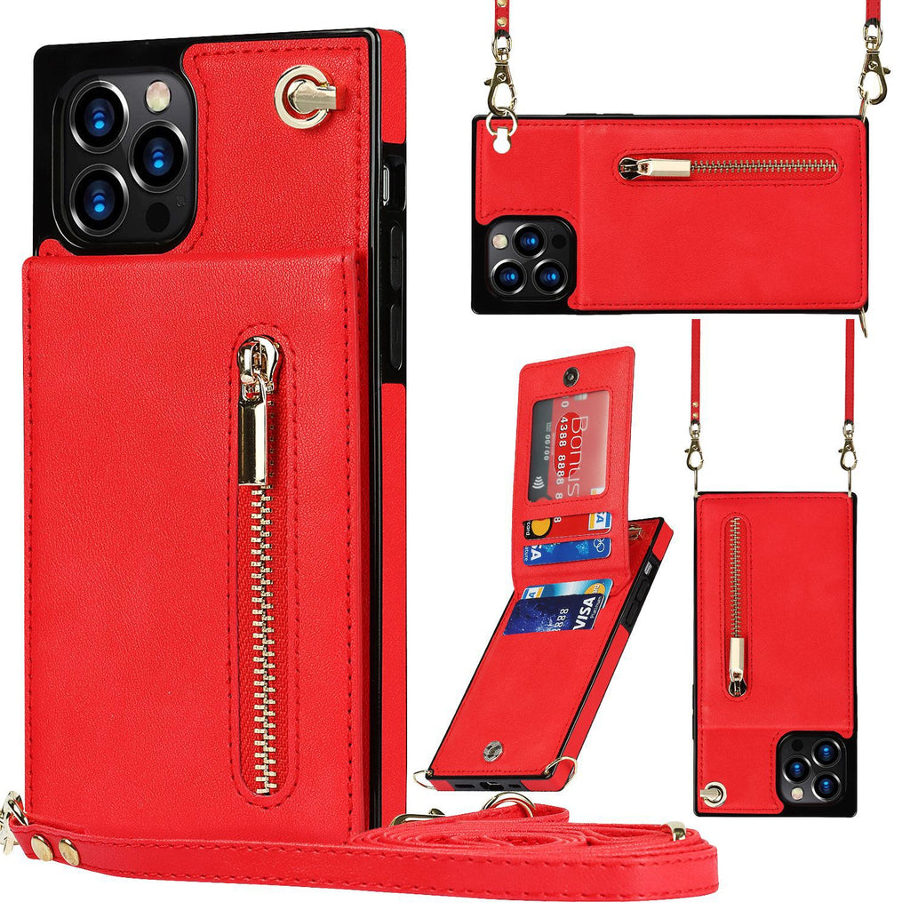 Leather phone case with crossbody strap, image 9