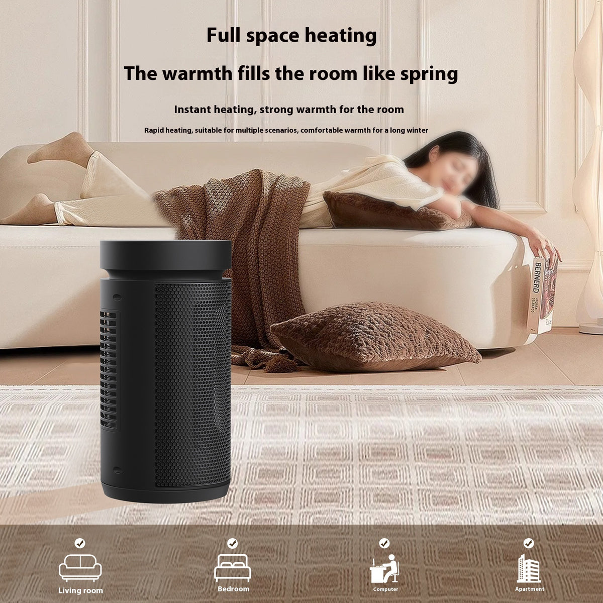 Electric ceramic space heater with remote, image 2