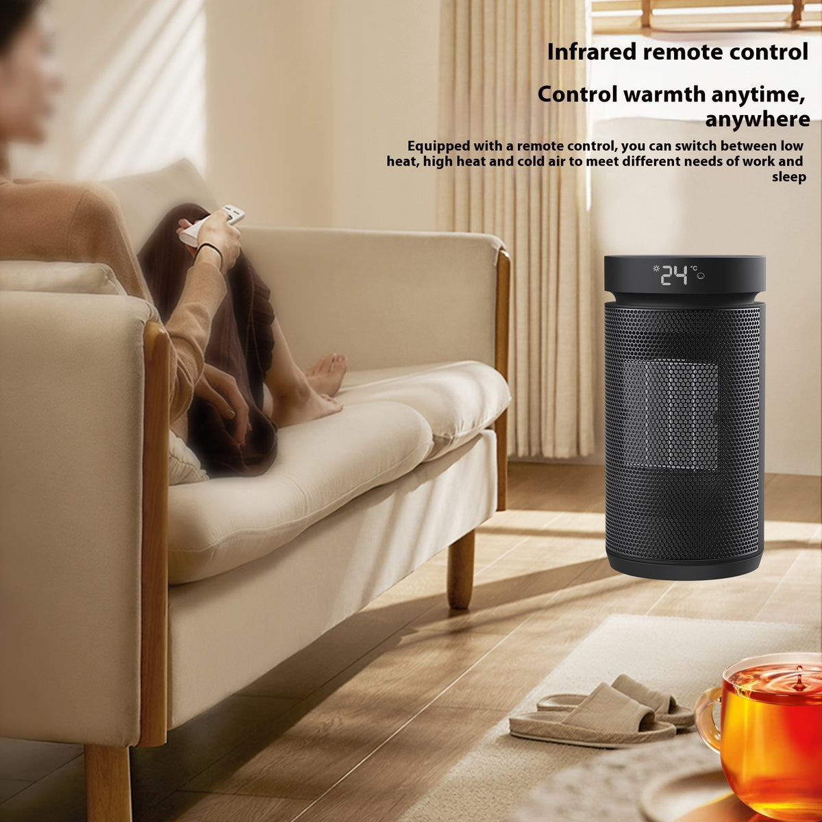 Electric ceramic space heater with remote, image 4