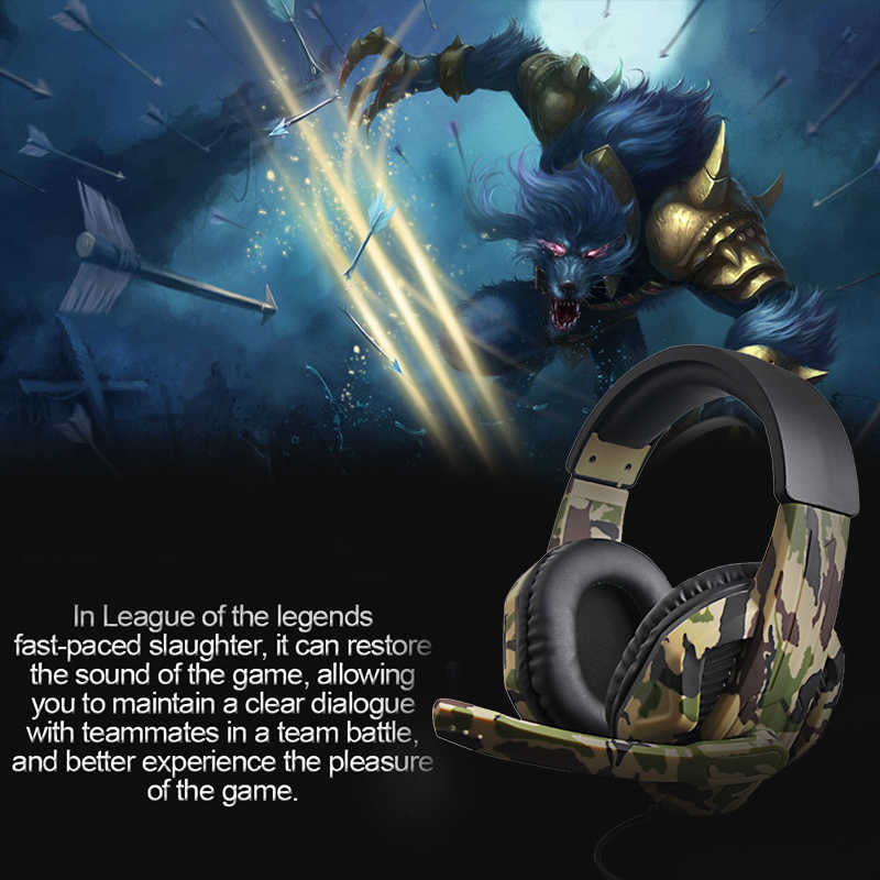 Camouflage gaming headset with microphone, image 5
