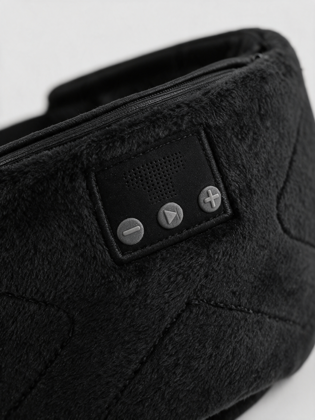 White Noise Sleep Mask — close-up of the control buttons and microphone