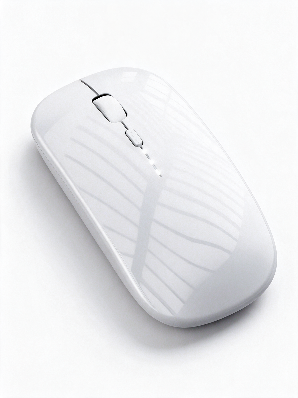 Silent Wireless Mouse in White, battery display — product shot on white