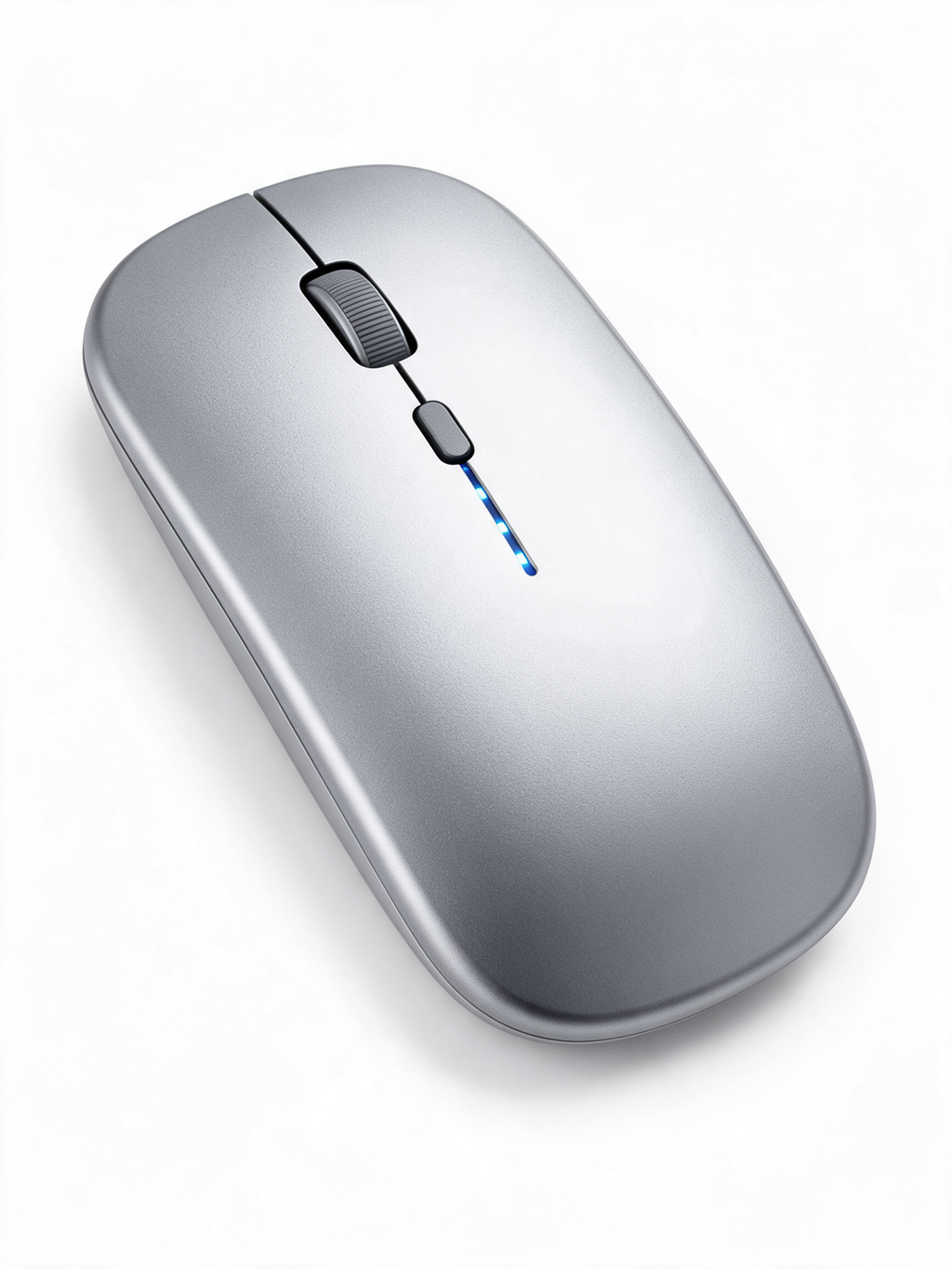 Silent Wireless Mouse in Space Silver, battery display — product shot on white