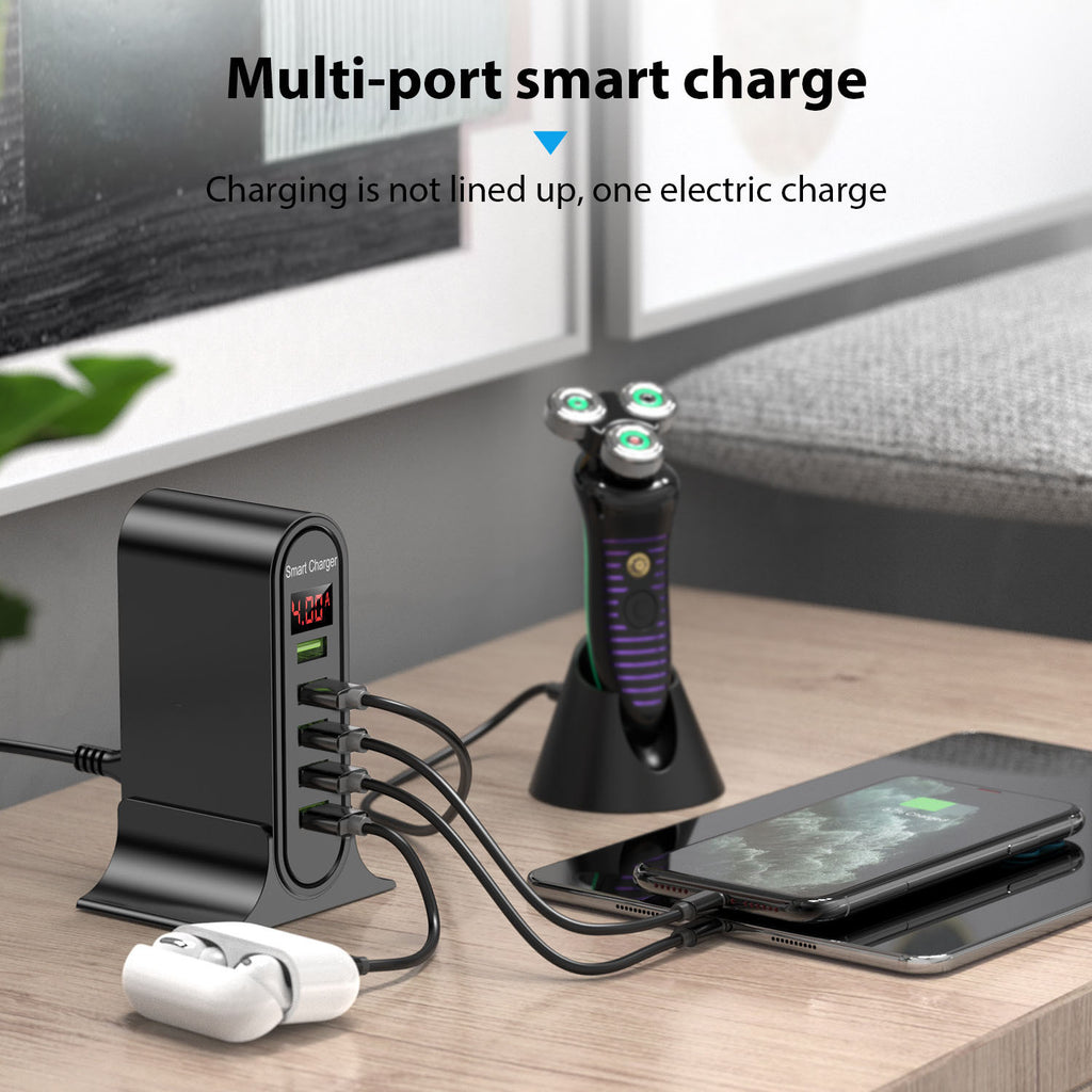USB charger with 5 ports and LED display, image 3