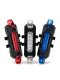 USB Rechargeable Bike Light Set in red, white and blue — product shot on white