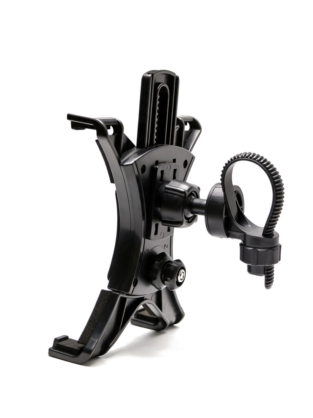Car Headrest Tablet Holder in Black — product shot on white