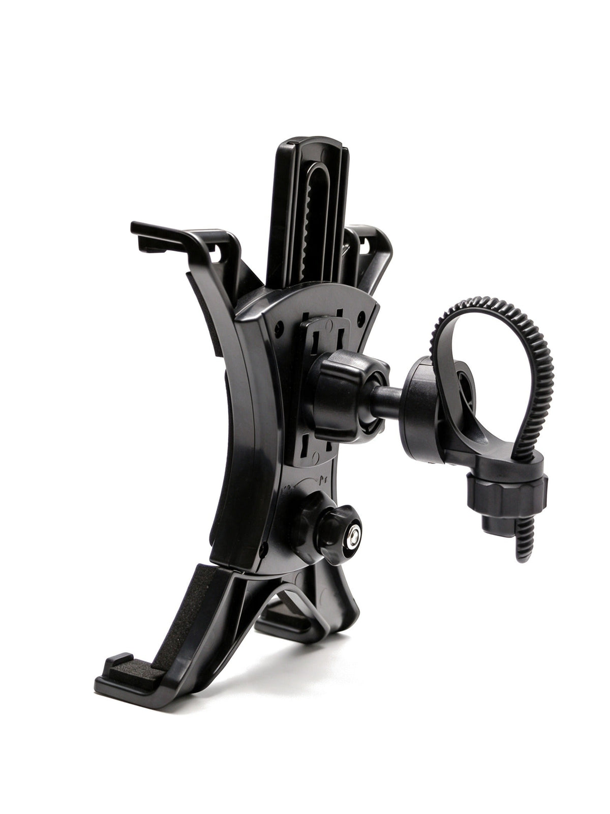 Car Headrest Tablet Holder in Black — product shot on white