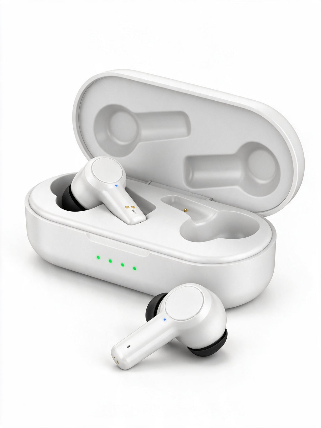 Wireless Sports Earbuds in White — product shot on white